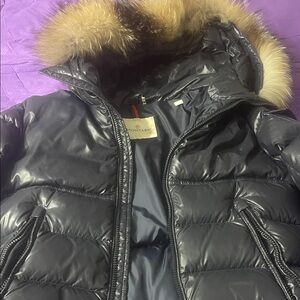 Moncler Dark Blue Jacket with Red Detail